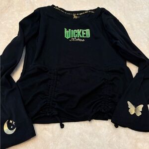 Justice Wicked Black Long Sleeve Tee with Green and Gold Details